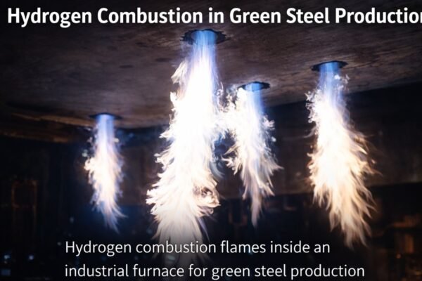 Green Steel Production with Hydrogen Combustion using hydrogen flames in an industrial steel furnace