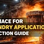 Furnace for foundry applications showing molten metal melting in an industrial foundry furnace